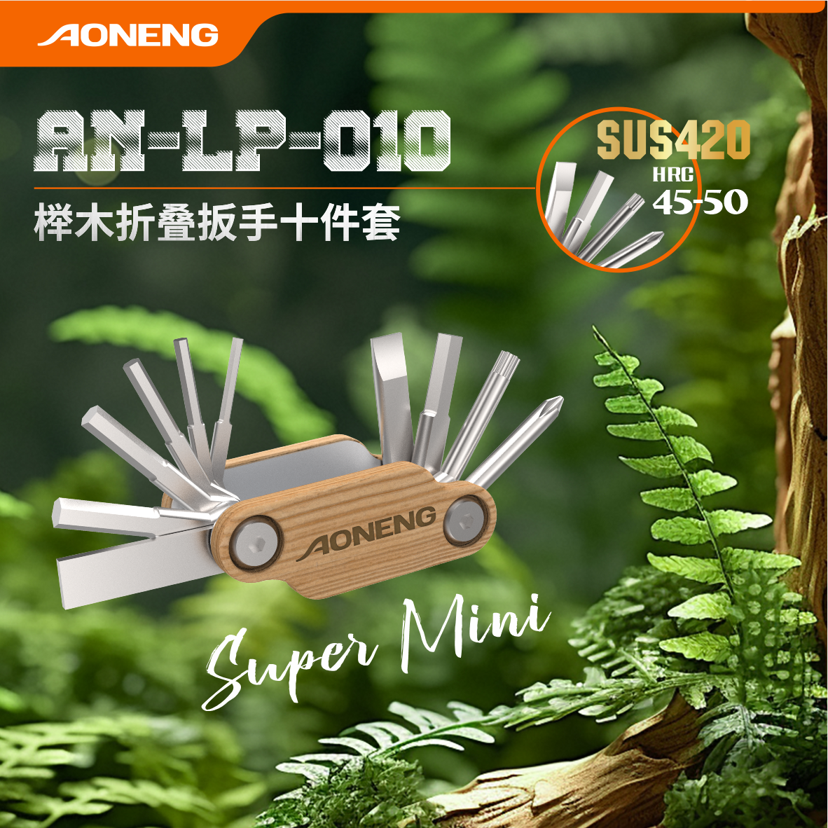 Beech folding wrench Ten-piece set AN-LP-010